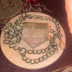 Clear quartz adjustable choker brass metal 📿